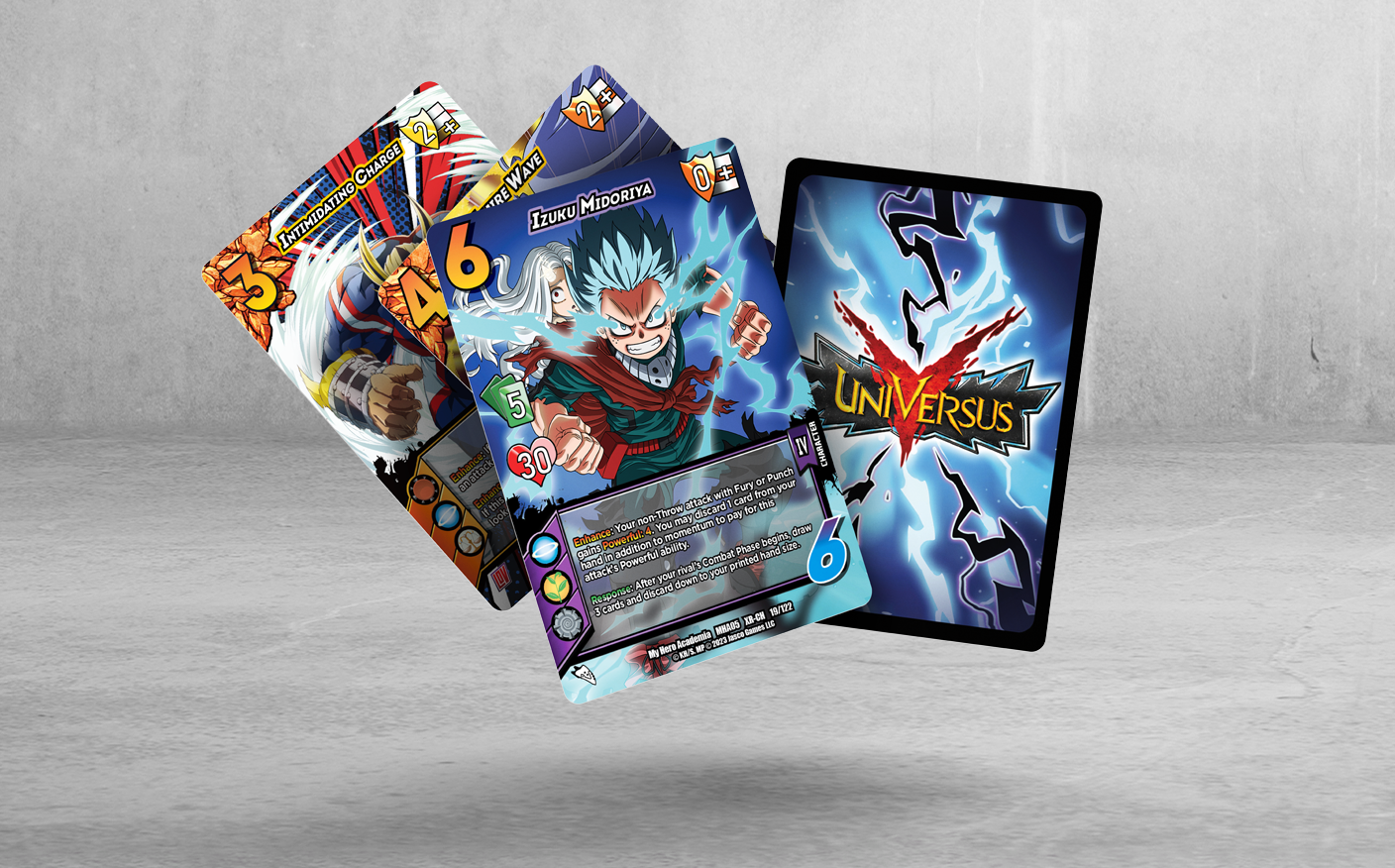 UniVersus My Hero Academia Set 5 cards that feature: Izuku Midoriya and Intimidating Charge