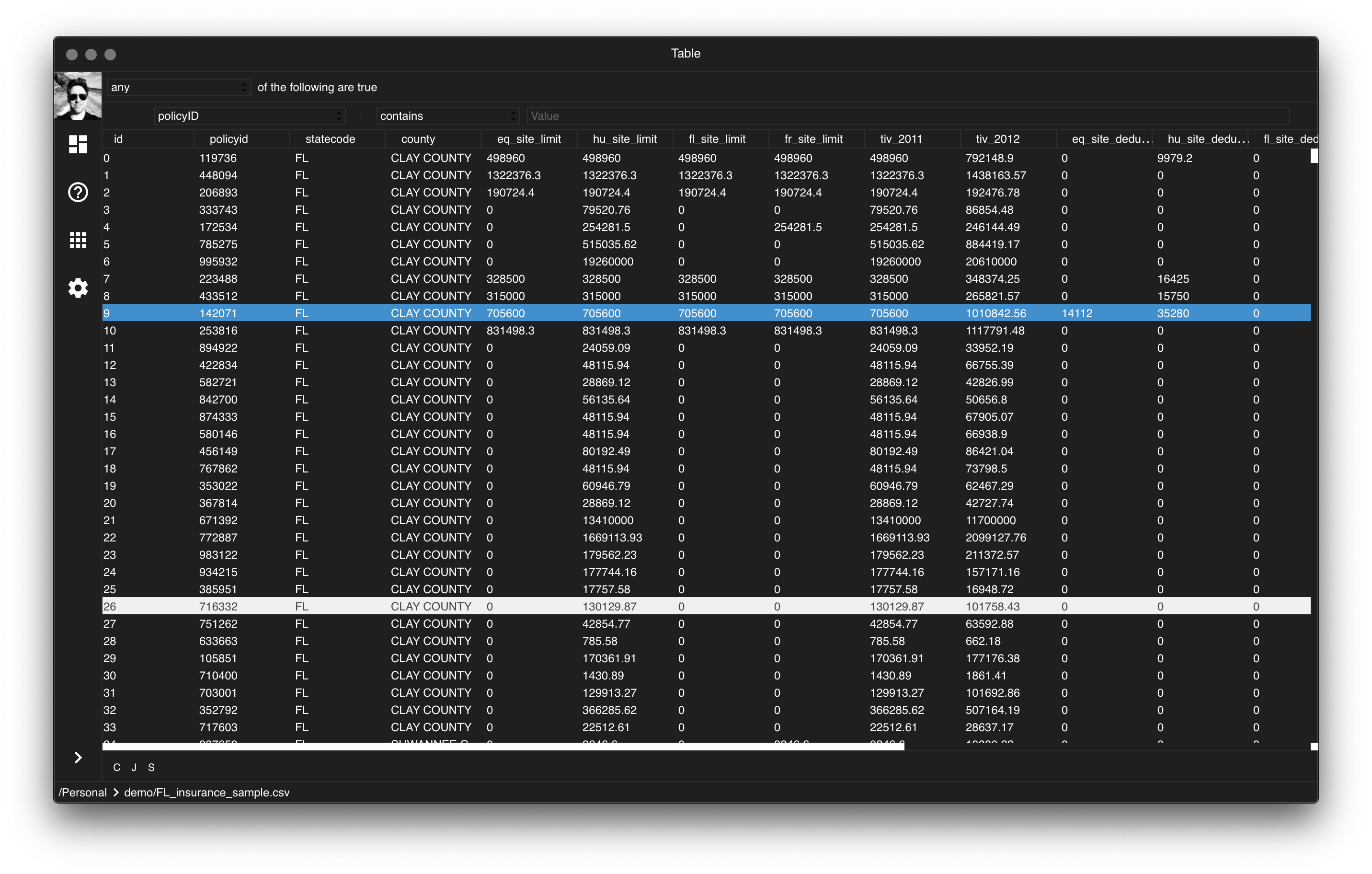 General purpose table viewer