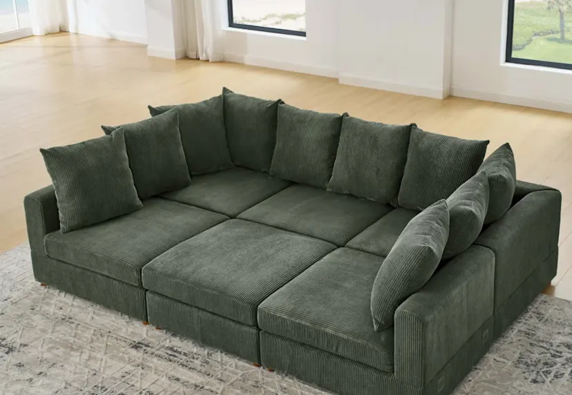 Wayfair Wade Logan® Belandina 6-Piece Corduroy Sectional