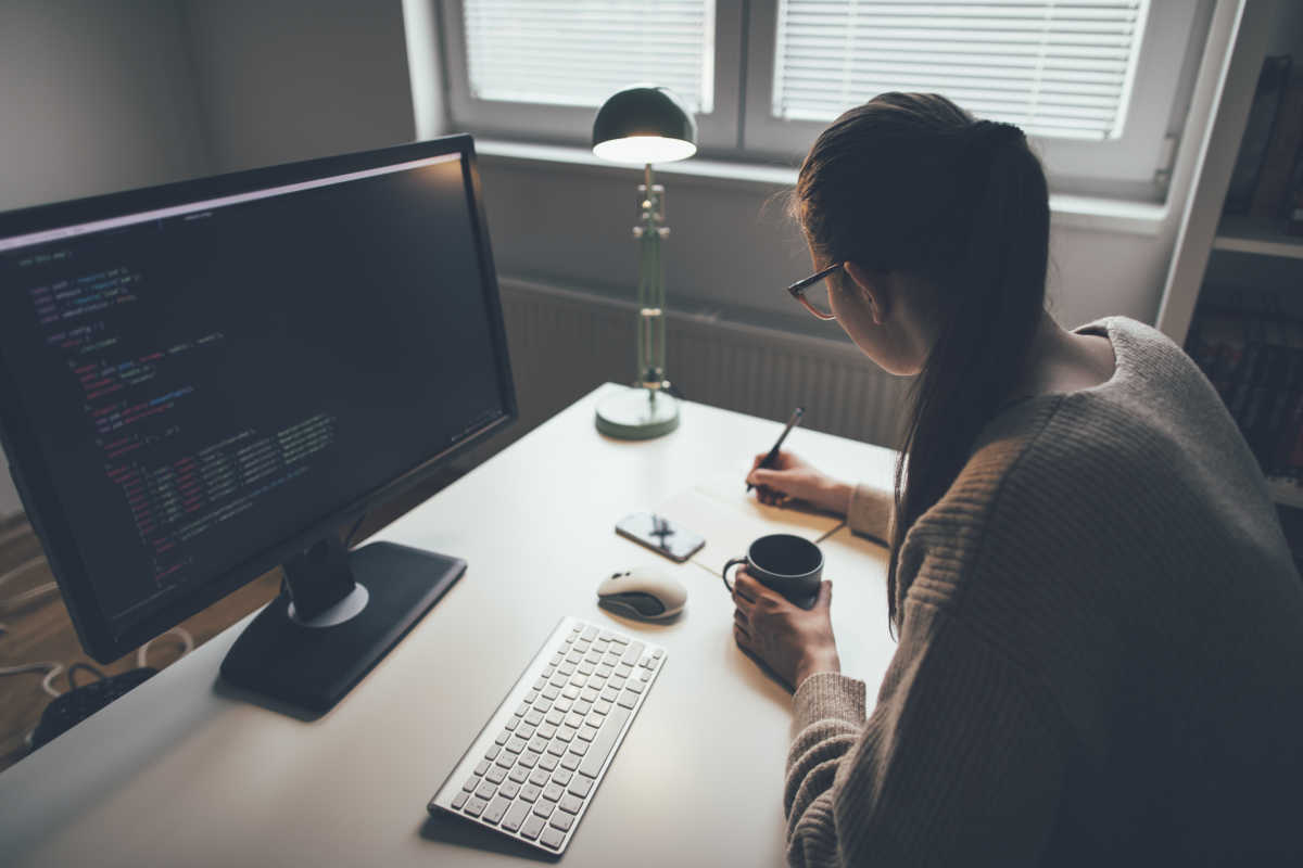 A woman working from home 