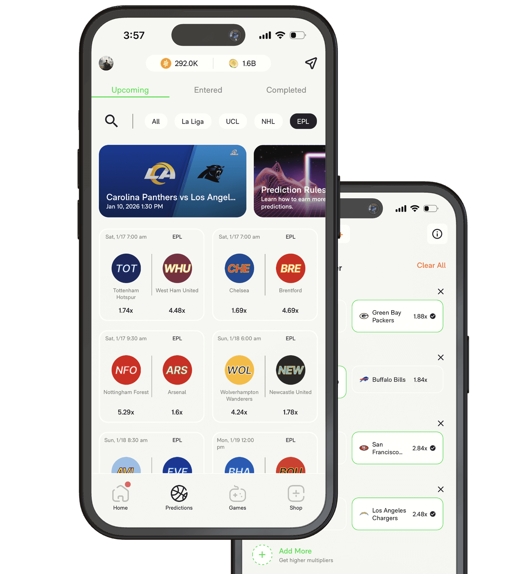 Phone showing Ember app on tournament screen