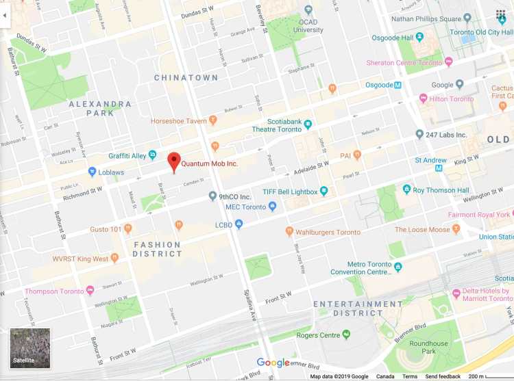 Google map of Toronto in the area of Richmond and Spadina street