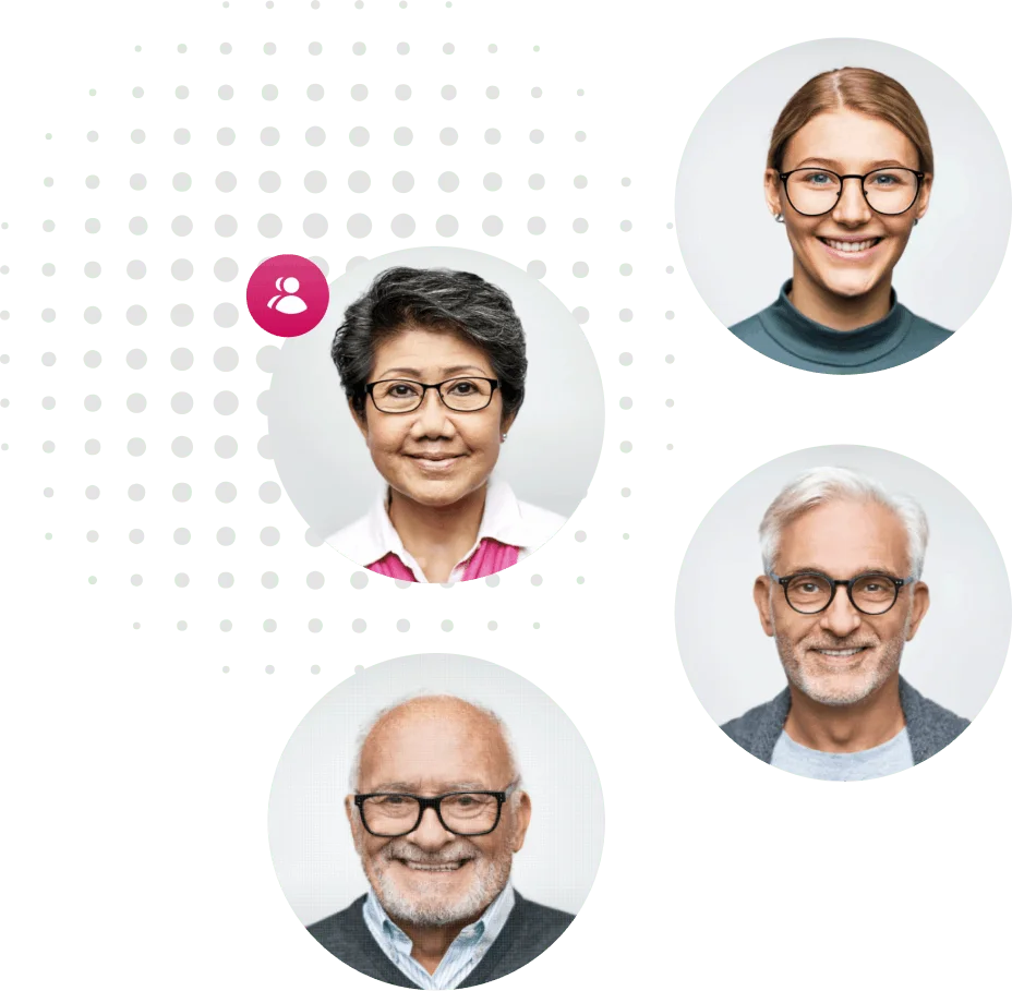An illustration of four people of various ages and ethnicities. 