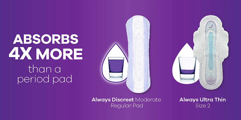 Always Discreet Incontinence Pads vs. Menstrual Pads