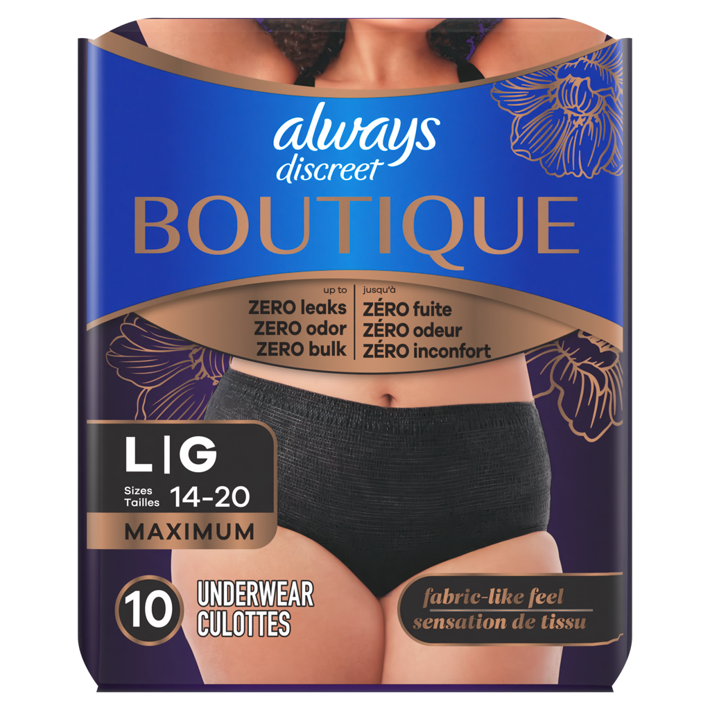 Boutique Maximum Protection Underwear Black L | Always Discreet