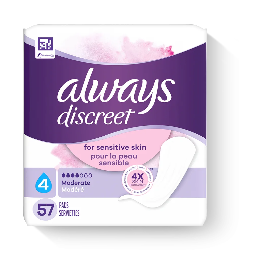 Save on Always Discreet Incontinence Pads 4 Moderate Long Order