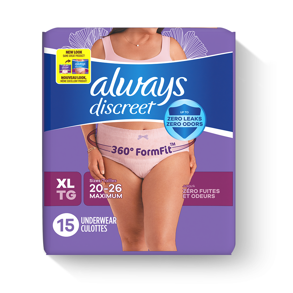 AlwaysDiscreet Women's Incontinence Underwear XL, Peach