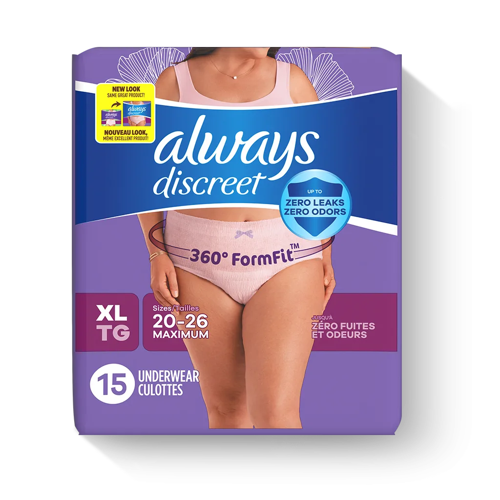 1 Always Discreet Underwear for Women Incontinence Maximum Absorbency XL 15  Ct