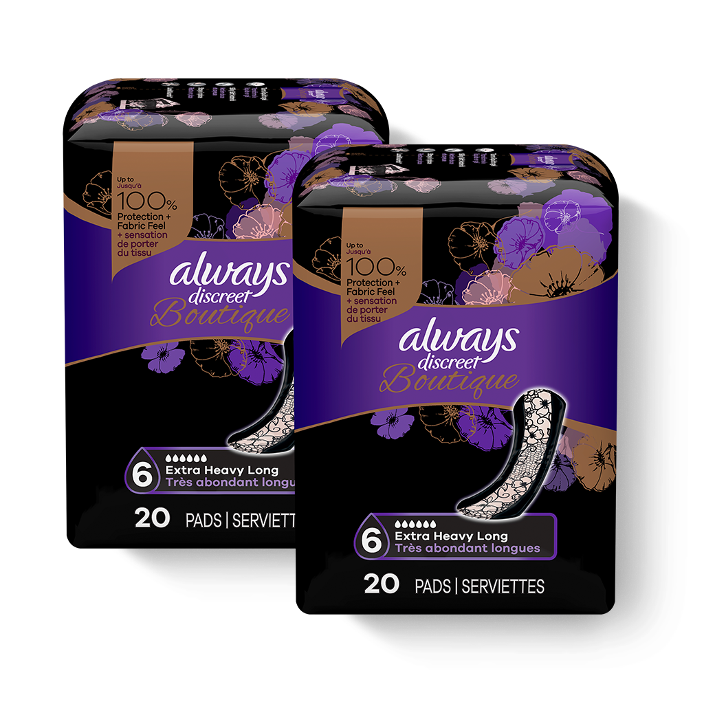 Always Discreet Boutique Incontinence Pads, Extra Heavy, Long Length