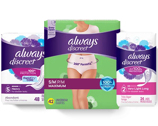 Discreet Boutique culottes d'incontinence pour femmes à protection  maximale, petit-moyen, 12 unités – Always : Incontinence