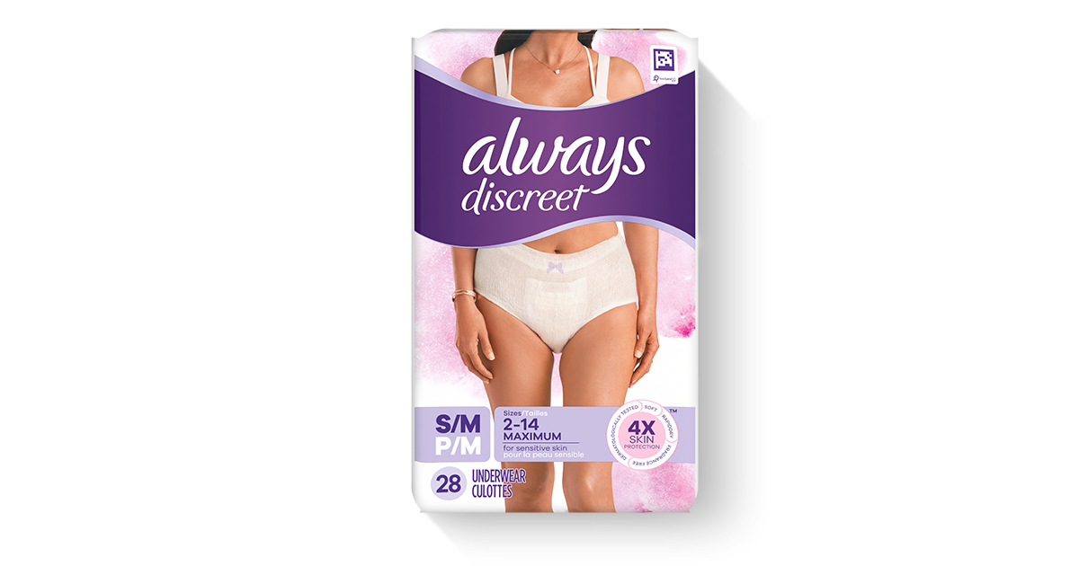  Always Discreet Adult for Sensitive Skin Underwear L Maximum  Plus Absorbency Four Times Skin Protection Soft Dermatologically Tested  Fragrance-Free, 42 Count : Health & Household