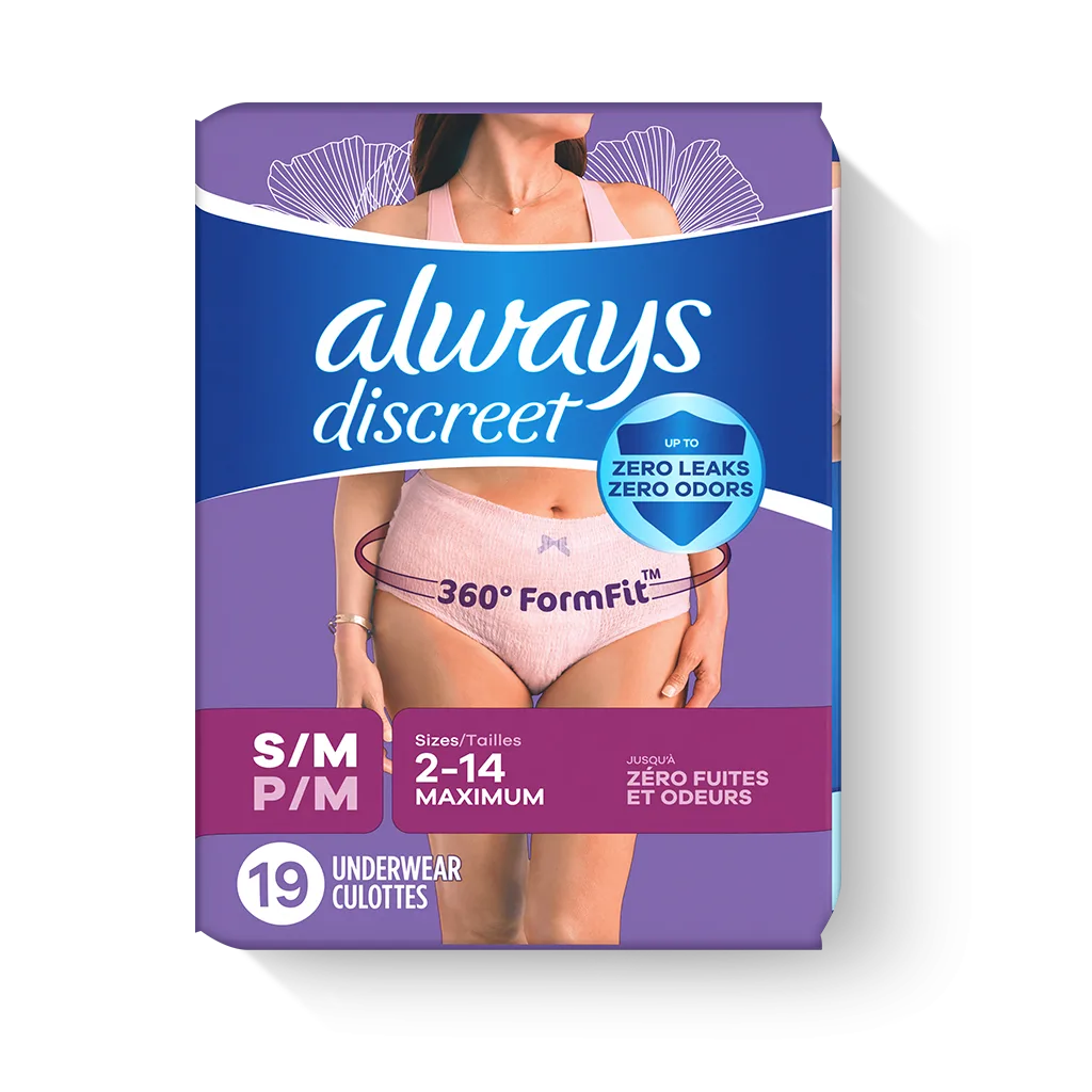 Always Discreet Maximum Absorbency Incontinence Underwear, Small 19 ea (2  pack)