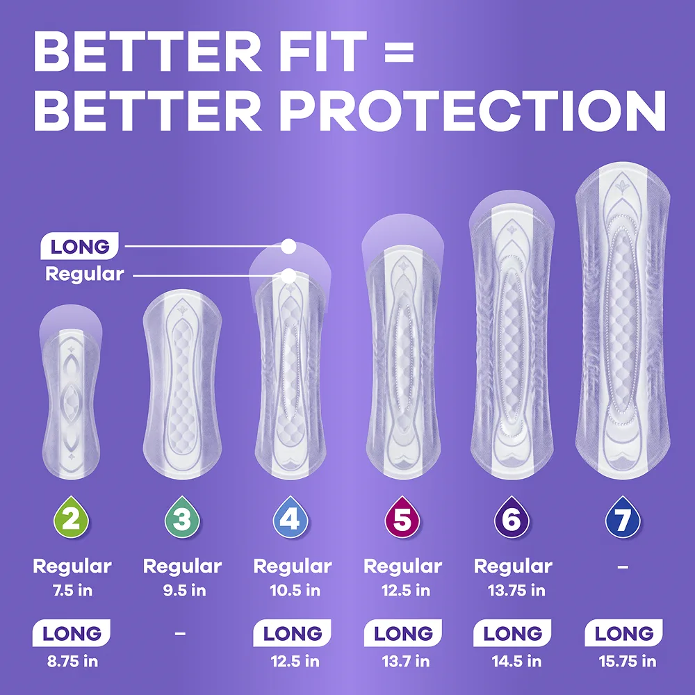 Better fit equals better protection. Always Discreet has a range of liners and pads in varying absorbencies and lengths so you can have the comfortable protection you need.