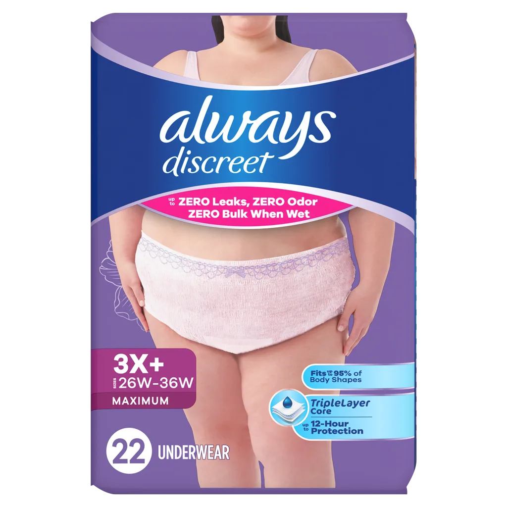 ALWAYS DISCREET Maximum Protection Underwear - 3X+ 22 ct