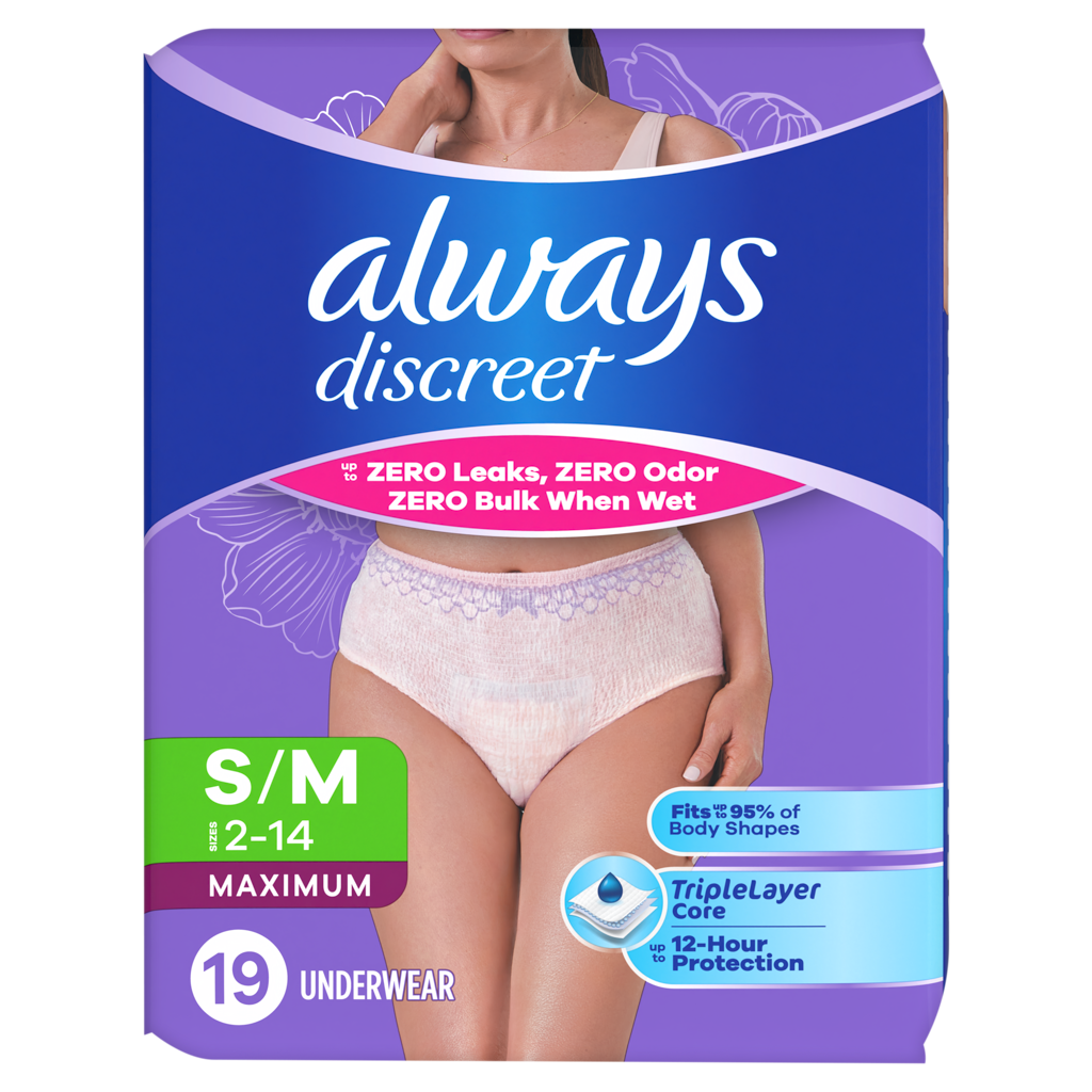 Always Discreet Maximum Protection Underwear - Small/Medium