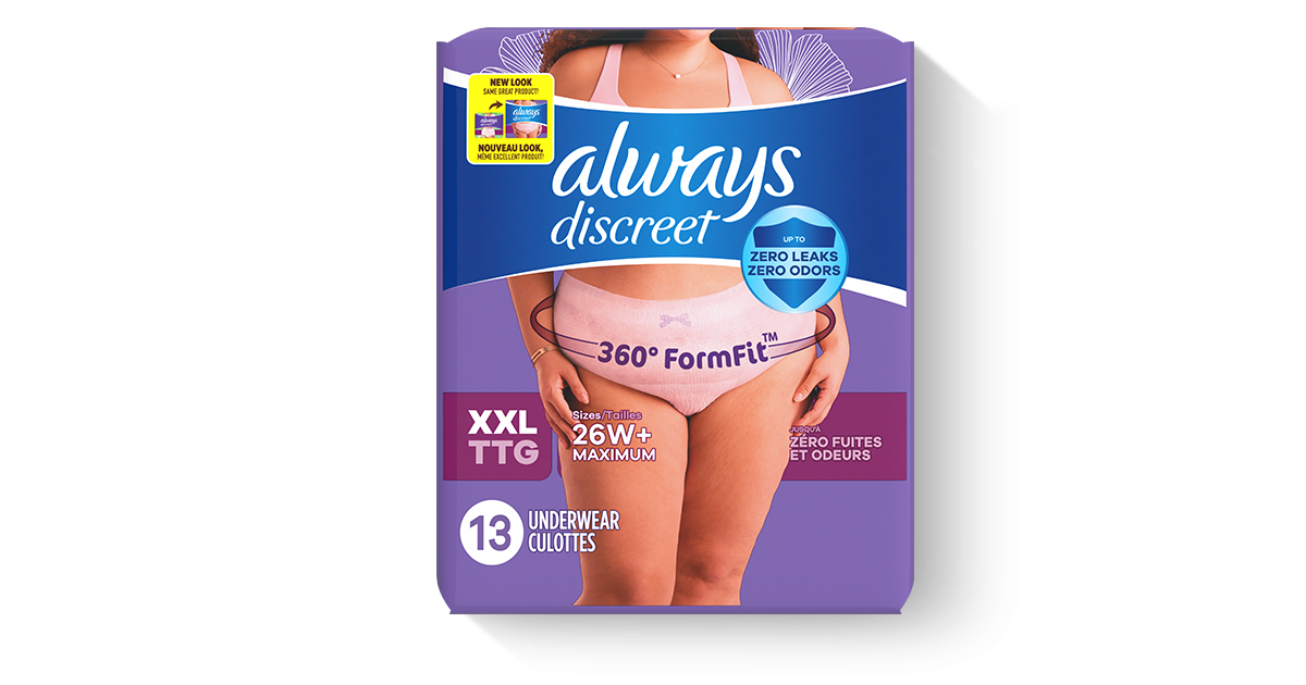 Always Discreet Incontinence Underwear for Women, Maximum Absorbency,  Large, 51 Count : : Health & Personal Care