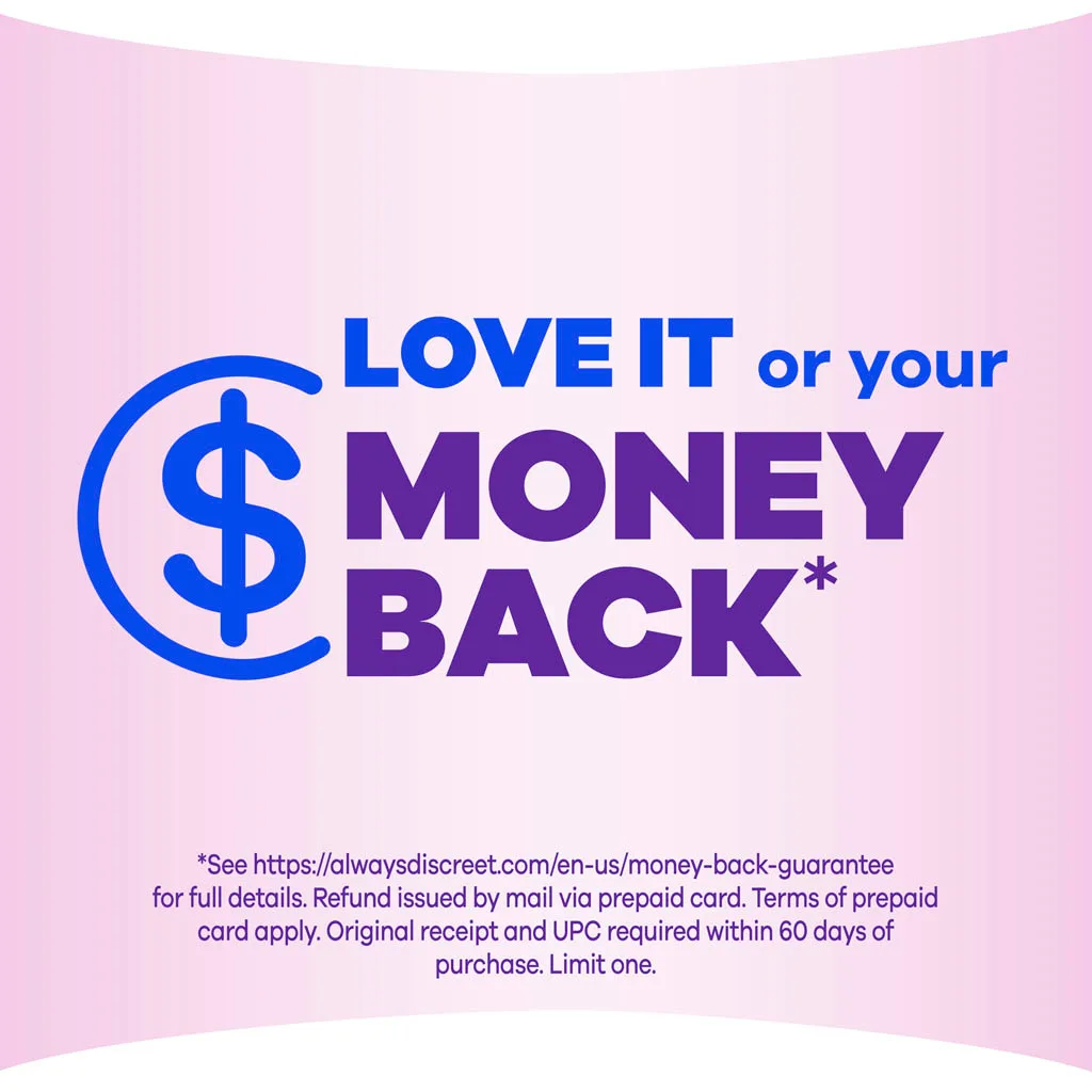 Love it or your money back. Check the Always Discreet website for more details. Terms apply