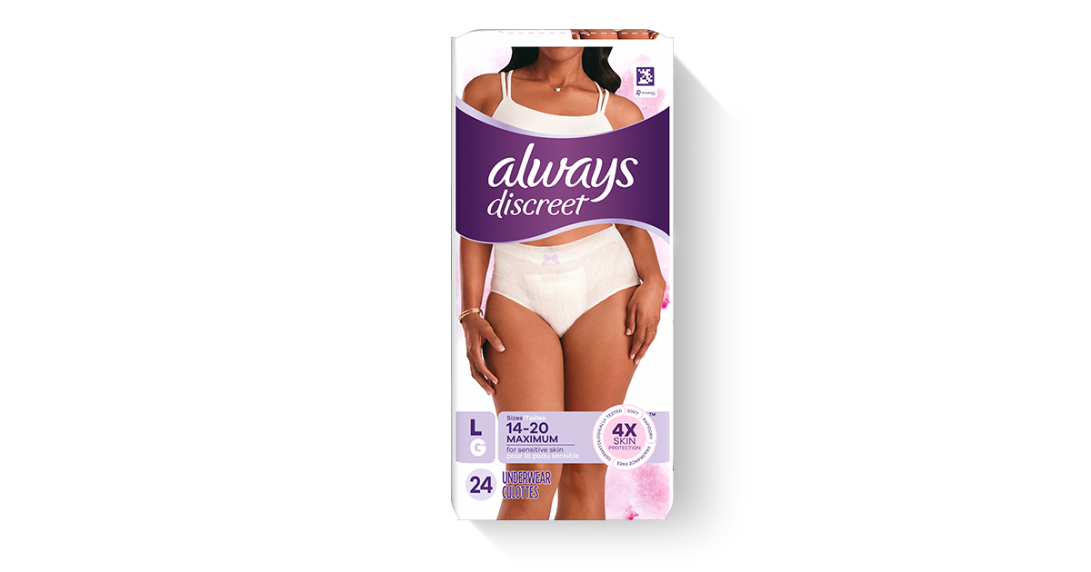 Always Discreet for Sensitive Skin Underwear For Women Maximum + Absorb S/M/L  ✓