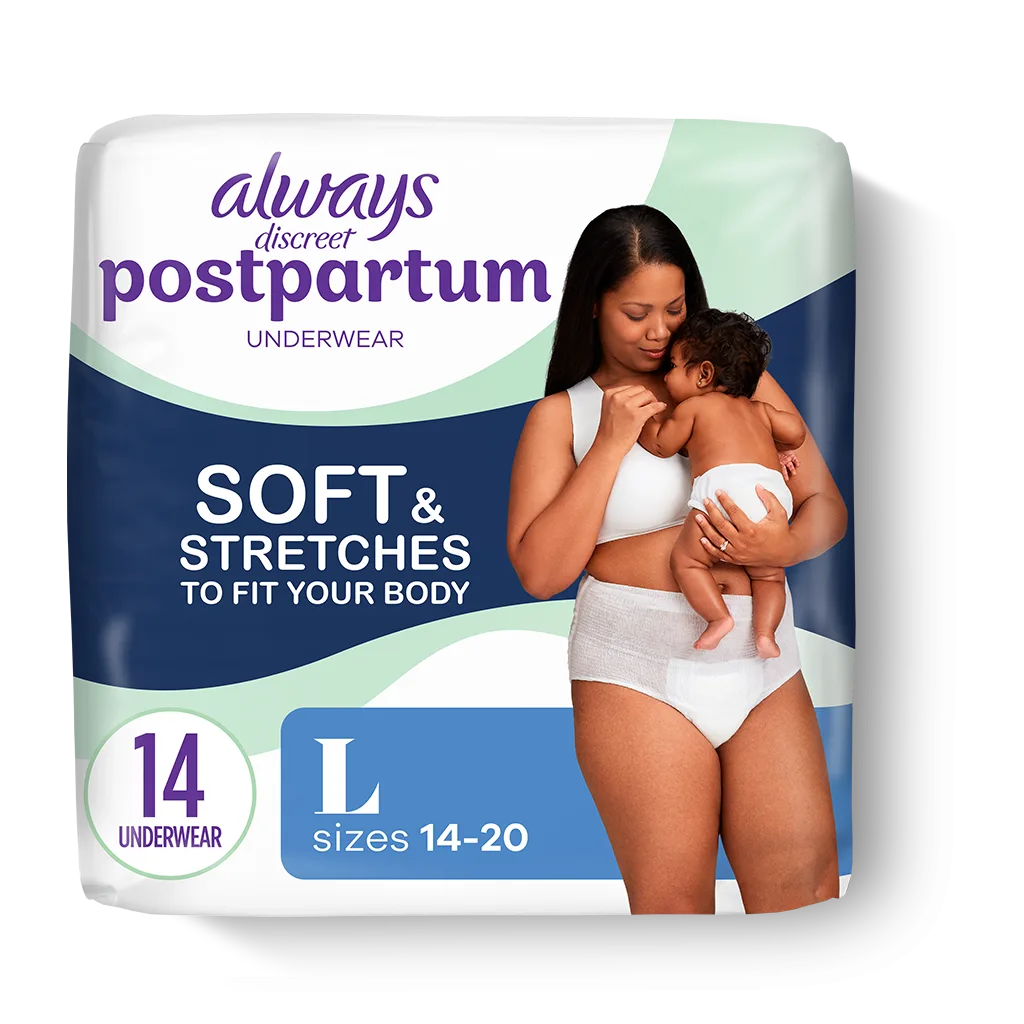 ALWAYS DISCREET Postpartum Underwear- 14ct Large