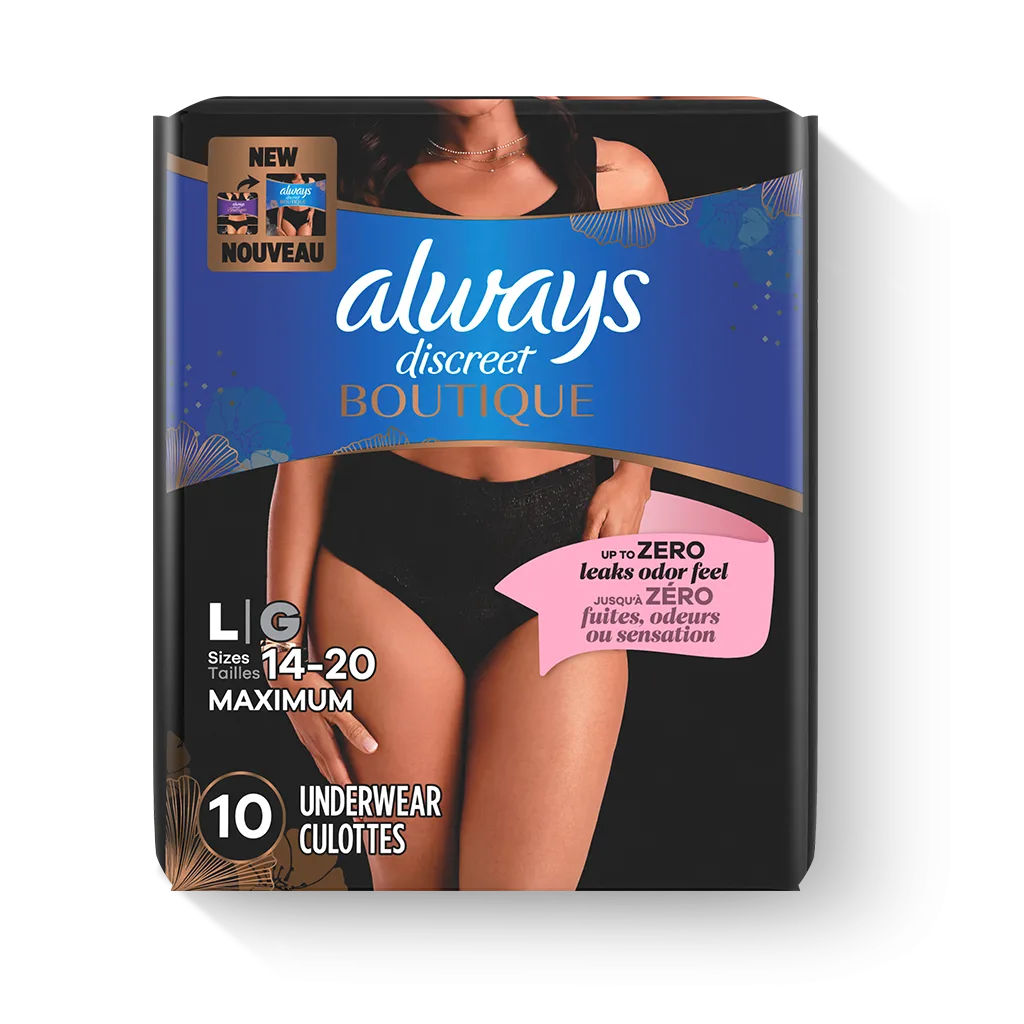  Always Discreet Adult Incontinence & Postpartum Underwear for  Women, Maximum, Large, 17 Count (Packaging May Vary) : Health & Household