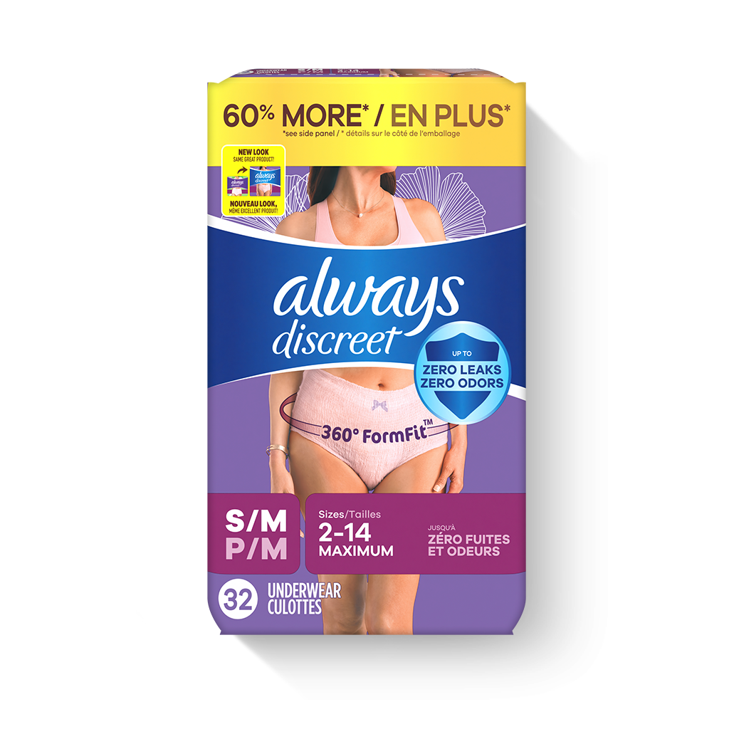  Always Discreet Adult Incontinence & Postpartum Underwear For  Women, Size Small/Medium,White, Maximum Absorbency, Disposable, 19 Count( Pack of 1) (Packaging May Vary) : Health & Household
