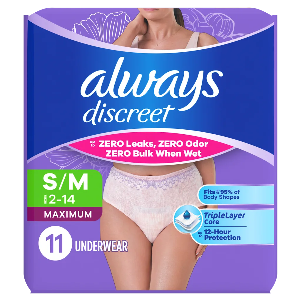 Always Discreet Maximum Protection Underwear Small, 11ct
