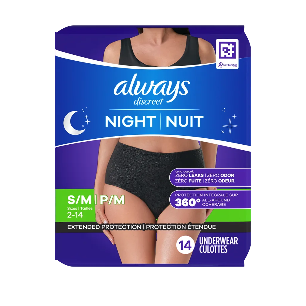 Always Discreet Maximum Protection Underwear Night - Small/Medium 14 ct