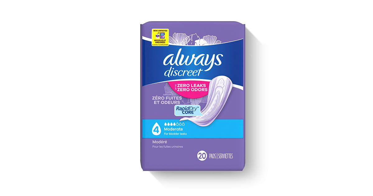 Always Discreet Incontinence Pads, Moderate Absorbency, Regular Length, 66  CT