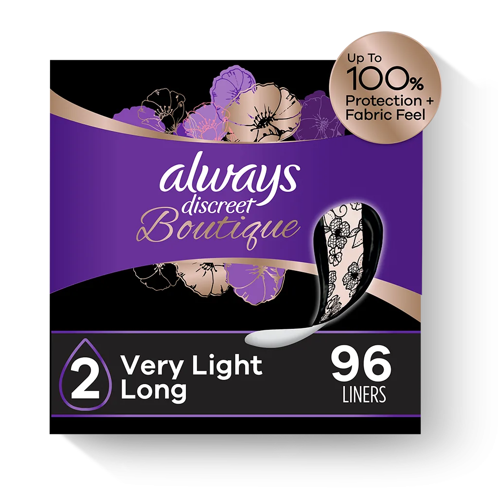 ALWAYS DISCREET Boutique Incontinence Liners, Very Light 96ct