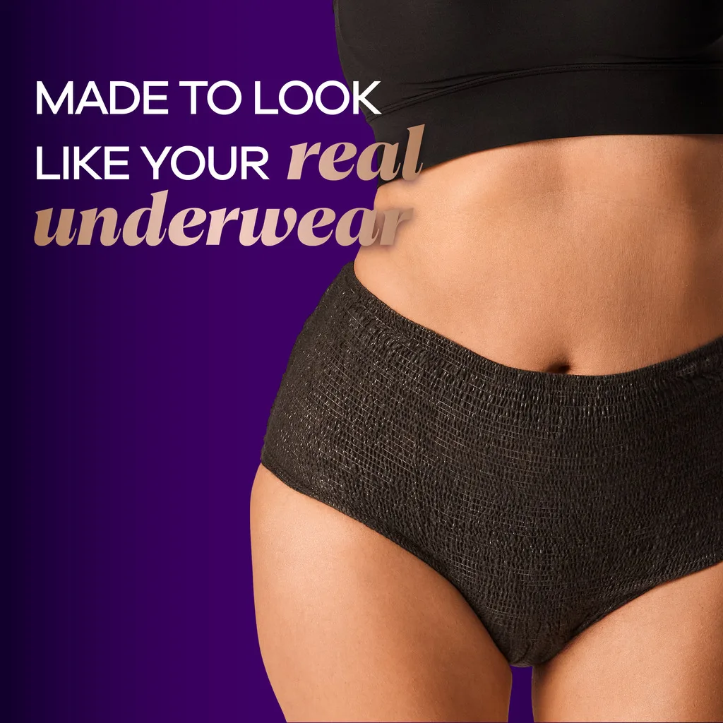 Always Discreet Boutique Incontinence Underwear, Black - Small