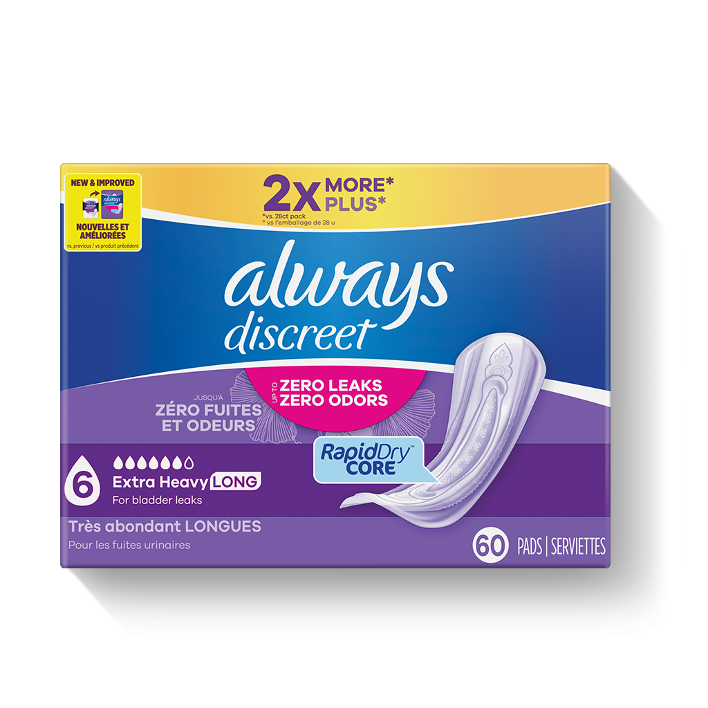 Always Discreet Adult Incontinence Pads for Women, Extra Heavy