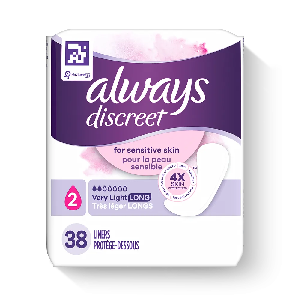 ALWAYS DISCREET for Sensitive Skin Very Light Long Liners - 2 Drops