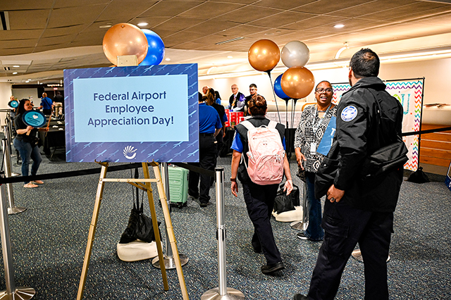 2025 Federal Airport Employee Appreciation Day photo of federal employees being welcomed to the appreciation day event.