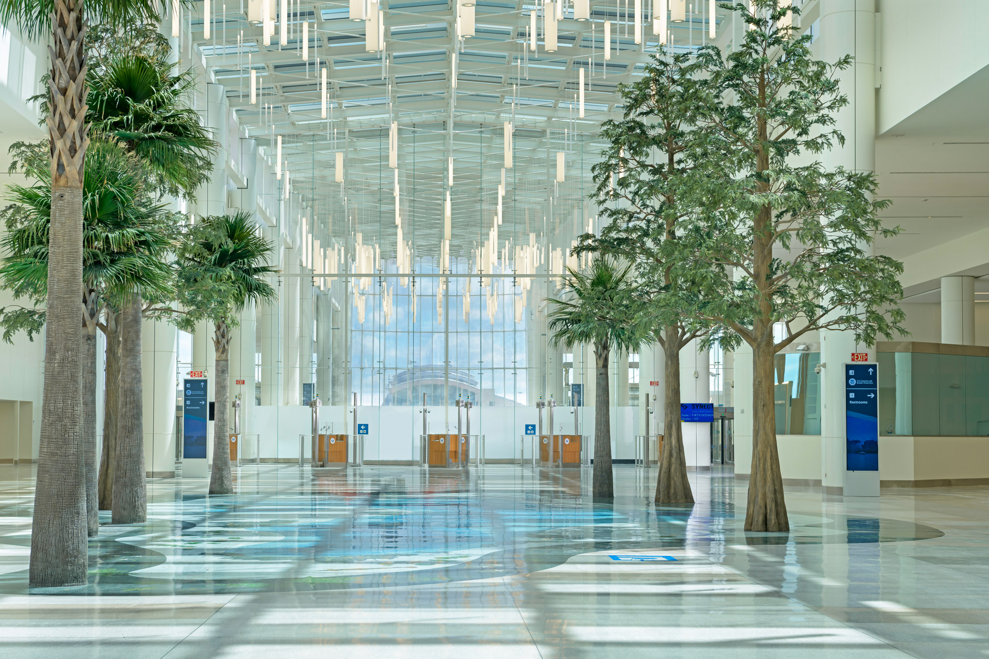 Terminal C natural lighted hallway.