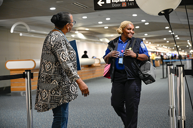 2025 Federal Airport Employee Appreciation Day photo of a federal employee being welcomed to the event.