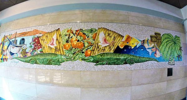 Artist: Paul Goodnight
Details: 2000, 5 by 27 feet, Polished natural stone and vitreous ceramic
Collection: GOAA Art Collection
Location: Gate 112
