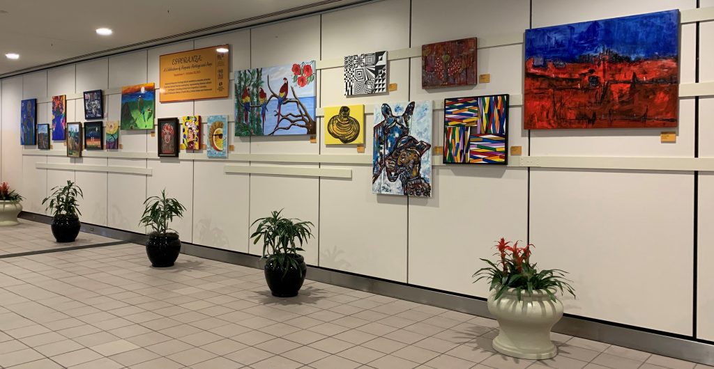 Artist: Rotating exhibitions showcasing community organizations and the permanent art collection
Location: Terminal A, Level 3, near security checkpoint for Gates 70-129