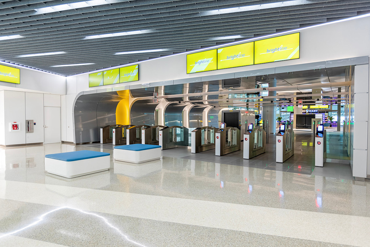 Photo of entrance to Brightline train station at MCO.