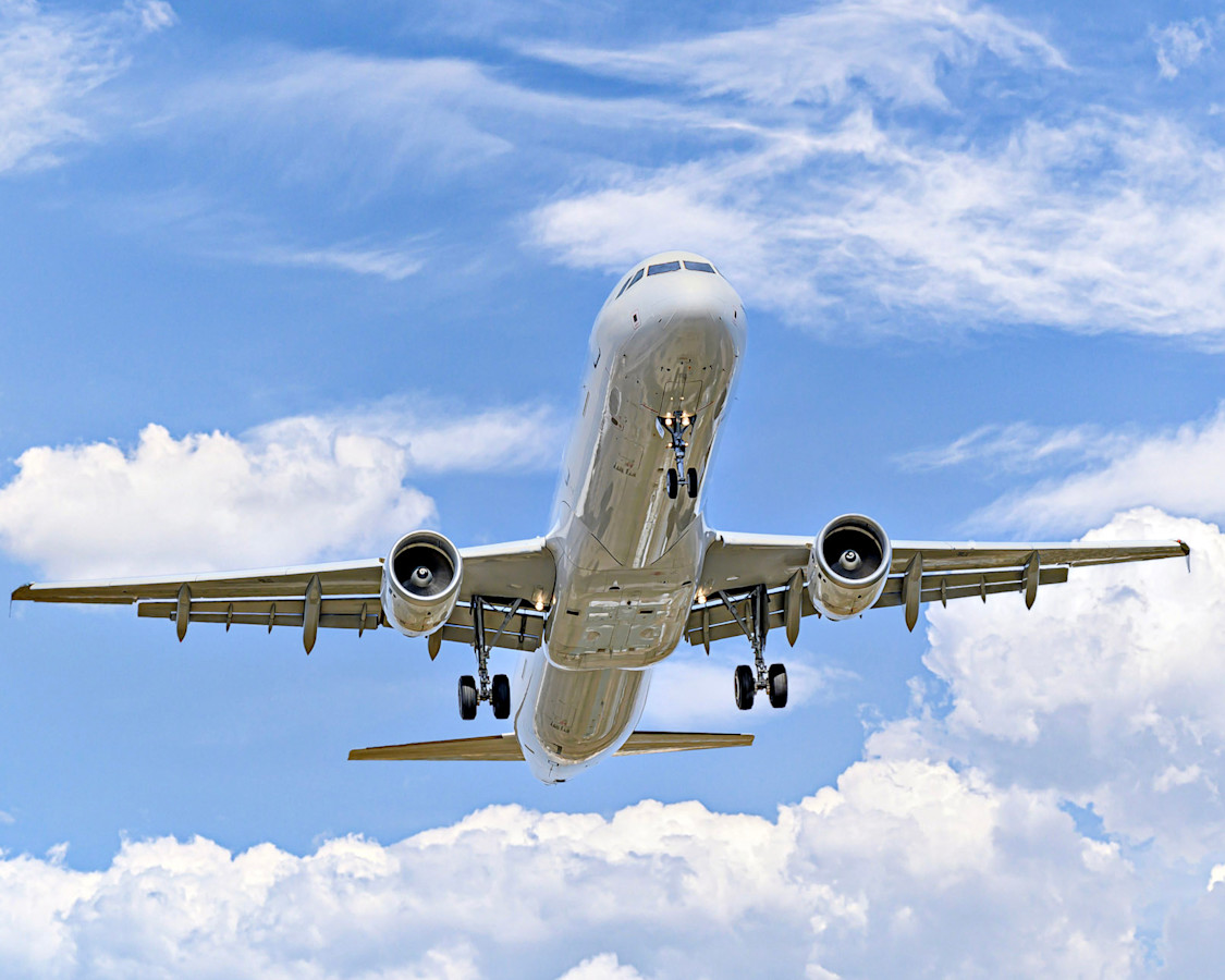 Passenger plane taking off.
