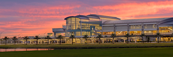 Outside sunset photo of Terminal C.
