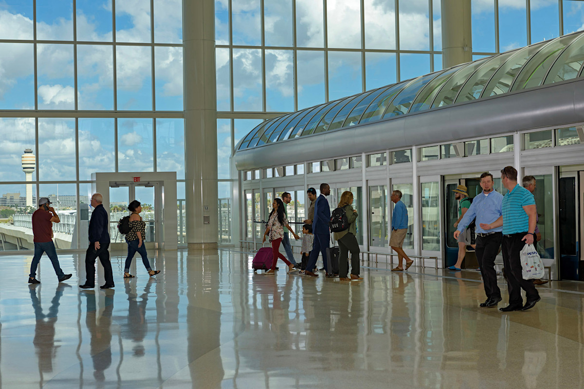 Photo of people boarding the Terminal Link in Terminal C.
