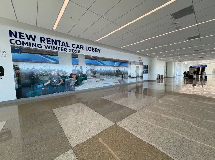 New rental car lobby area coming winter 2026.
