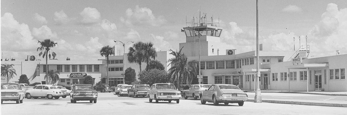An old 1961 black and white photo of Orlando Air Base, which is renamed "Herndon Airport" by the City of Orlando
