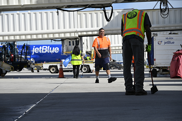 JetBlue FOD Walk outside photo of two JetBlue photos.