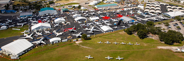 2002 aerial photo of planes on display at ORL. Orlando hosted the static display for the National Business Aviation Association convention.