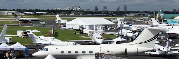 In 2008, planes on display at ORL. Orlando hosted the static display for the National Business Aviation Association convention.
