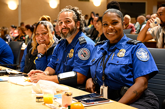 MCO Cares recognition of three TSA agents.