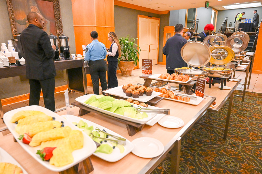 January 2024 Employee Recognition Brunch. Table full of brunch food.