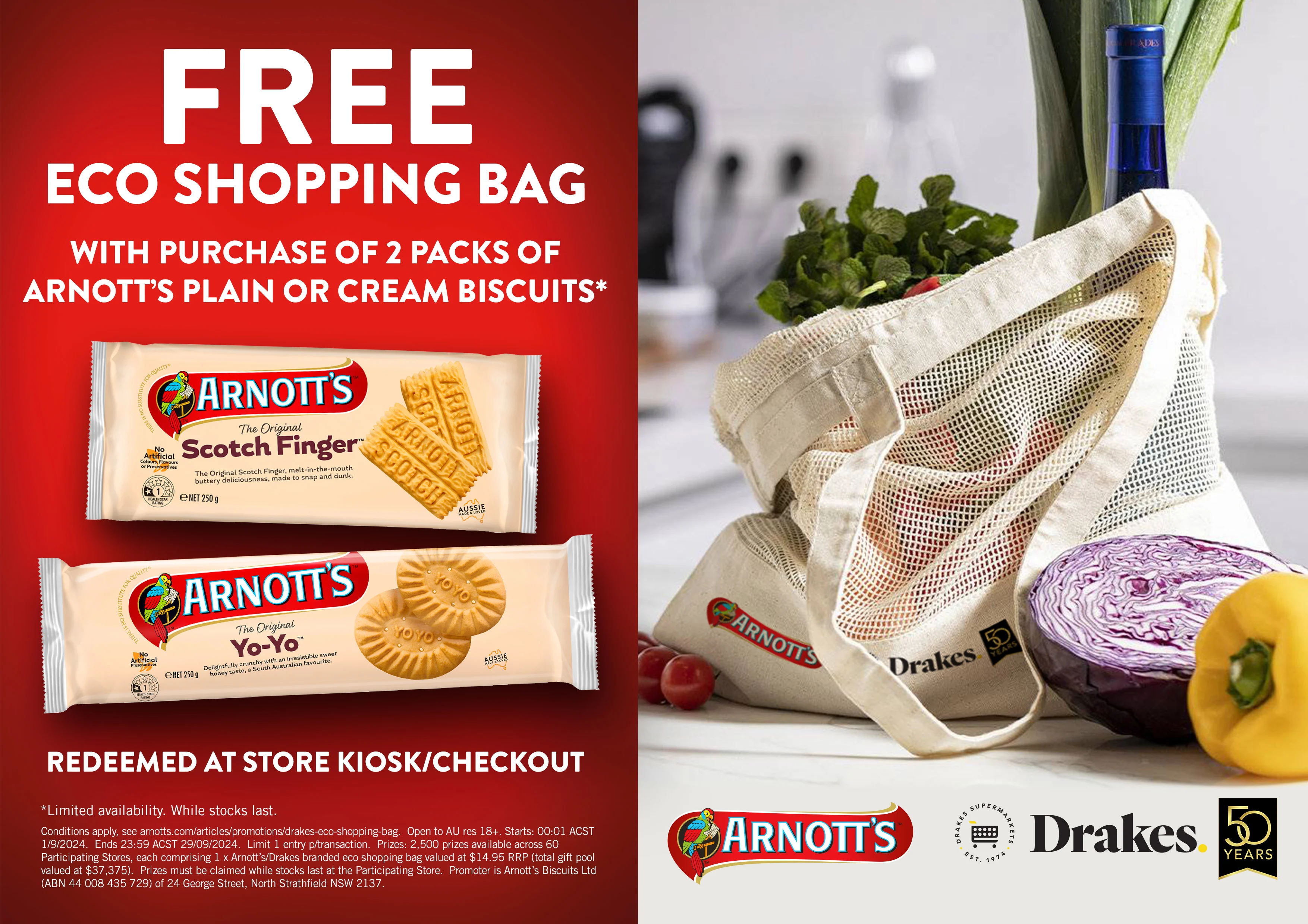 Arnott’s Drakes Eco Shopping Bag Promotion 