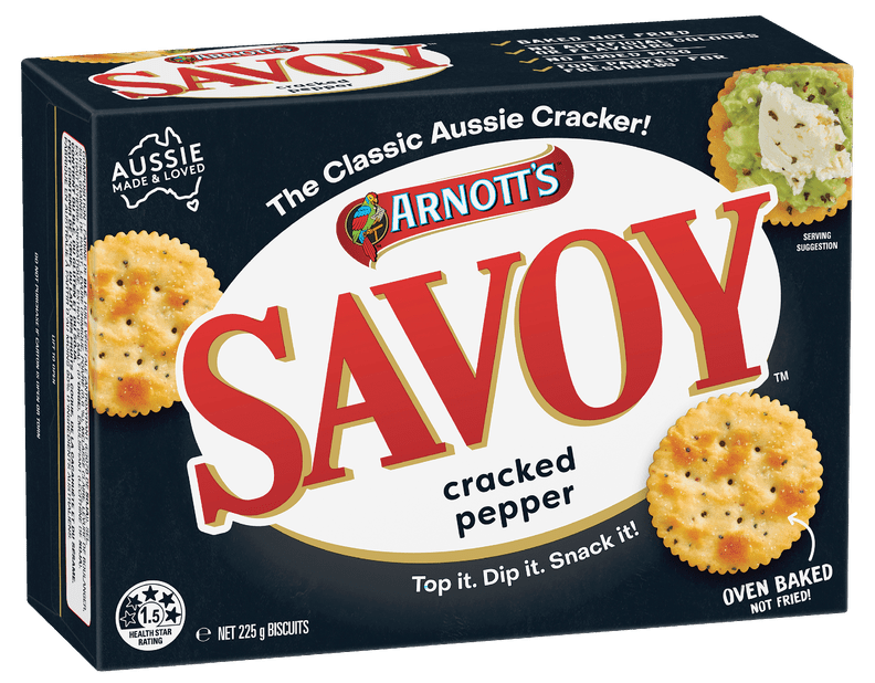 Pack Shot for Arnott's Savoy Cracked Pepper